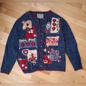 Valentine's Day themed Cardigan - Heirloom Collectibles size Small